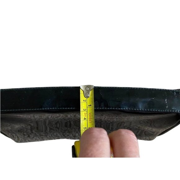 MB MARKAY CLUTCH CHIC VINTAGE BLACK PATENT LEATHER SILVER ACCENT VERY VOGUE - Picture 5 of 5